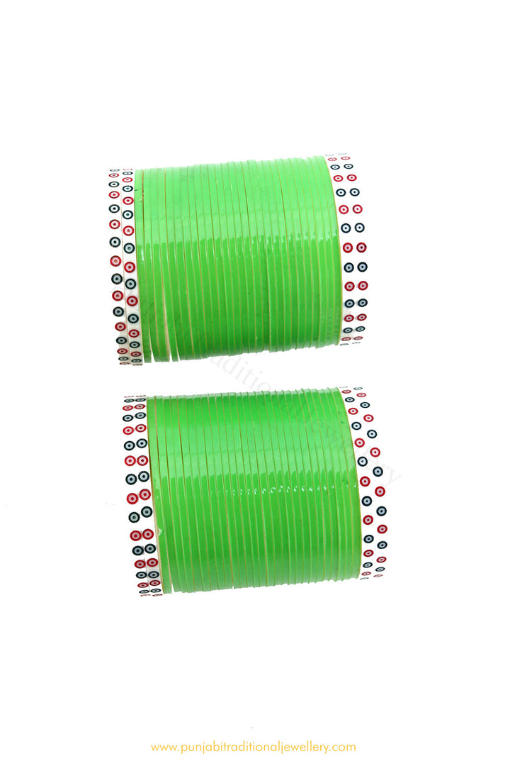 Parrot Green Colour Traditional Bridal Chura By PTJ