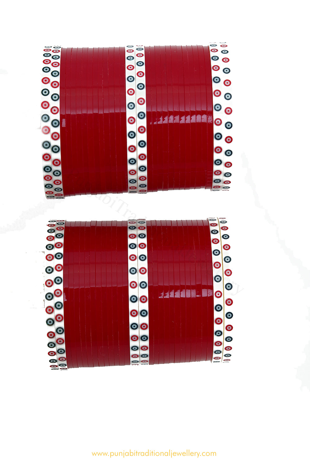 Deep Red Colour Dotted Bridal Chura By PTJ