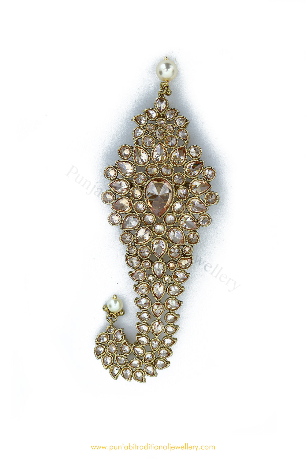 Gold Finished Champagne Stone Kalgi | Punjabi Traditional Jewellery Exclusive