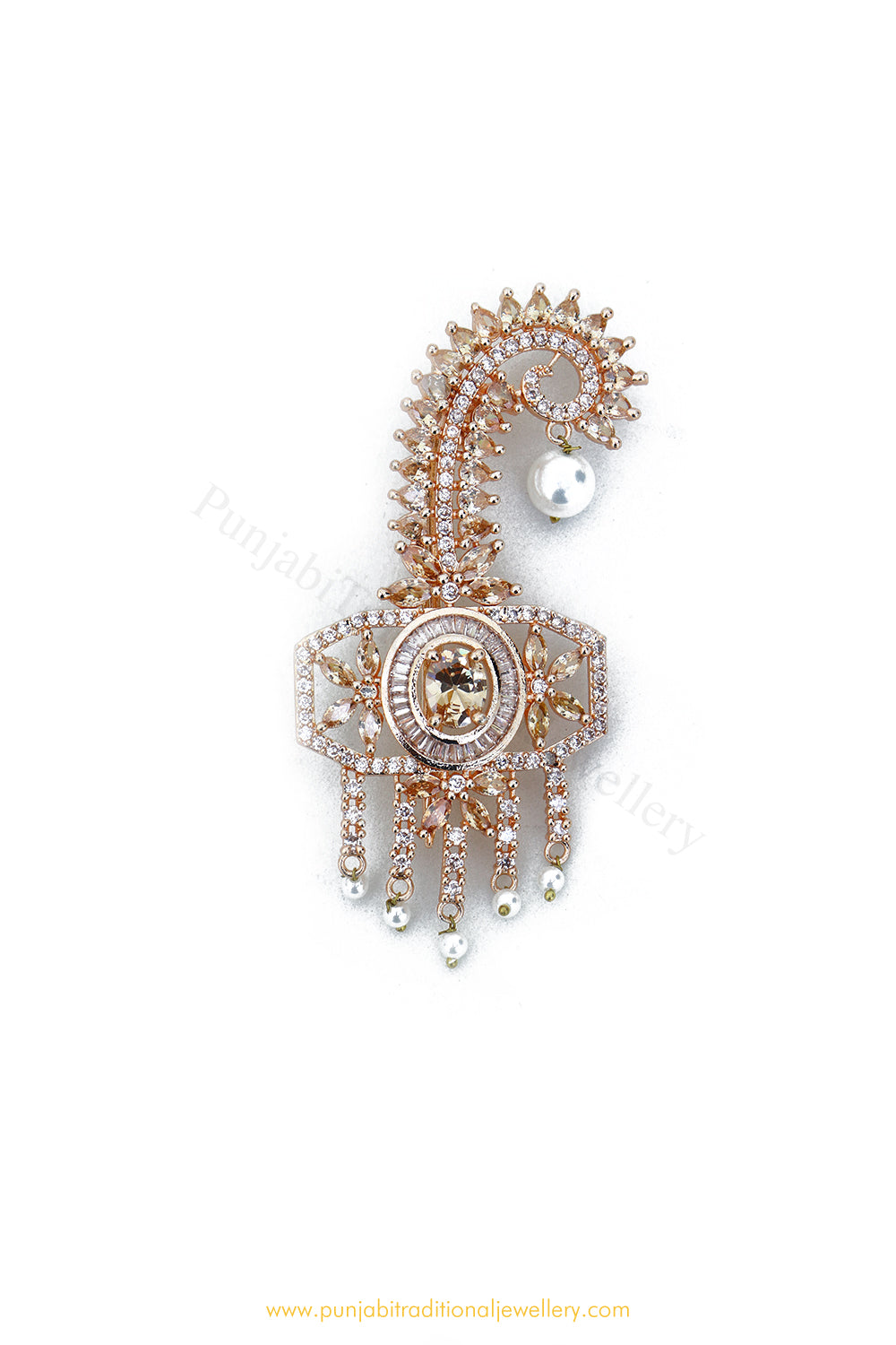 Gold Finished Champagne AD Kalgi | Punjabi Traditional Jewellery Exclusive