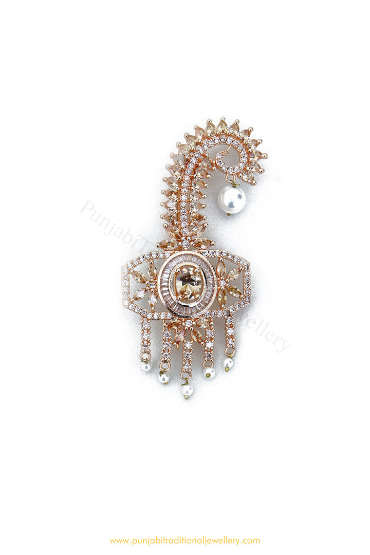 Gold Finished Champagne AD Kalgi | Punjabi Traditional Jewellery Exclusive