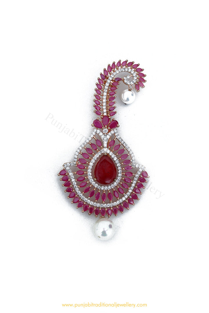 Gold Finished Ruby AD Kalgi | Punjabi Traditional Jewellery Exclusive