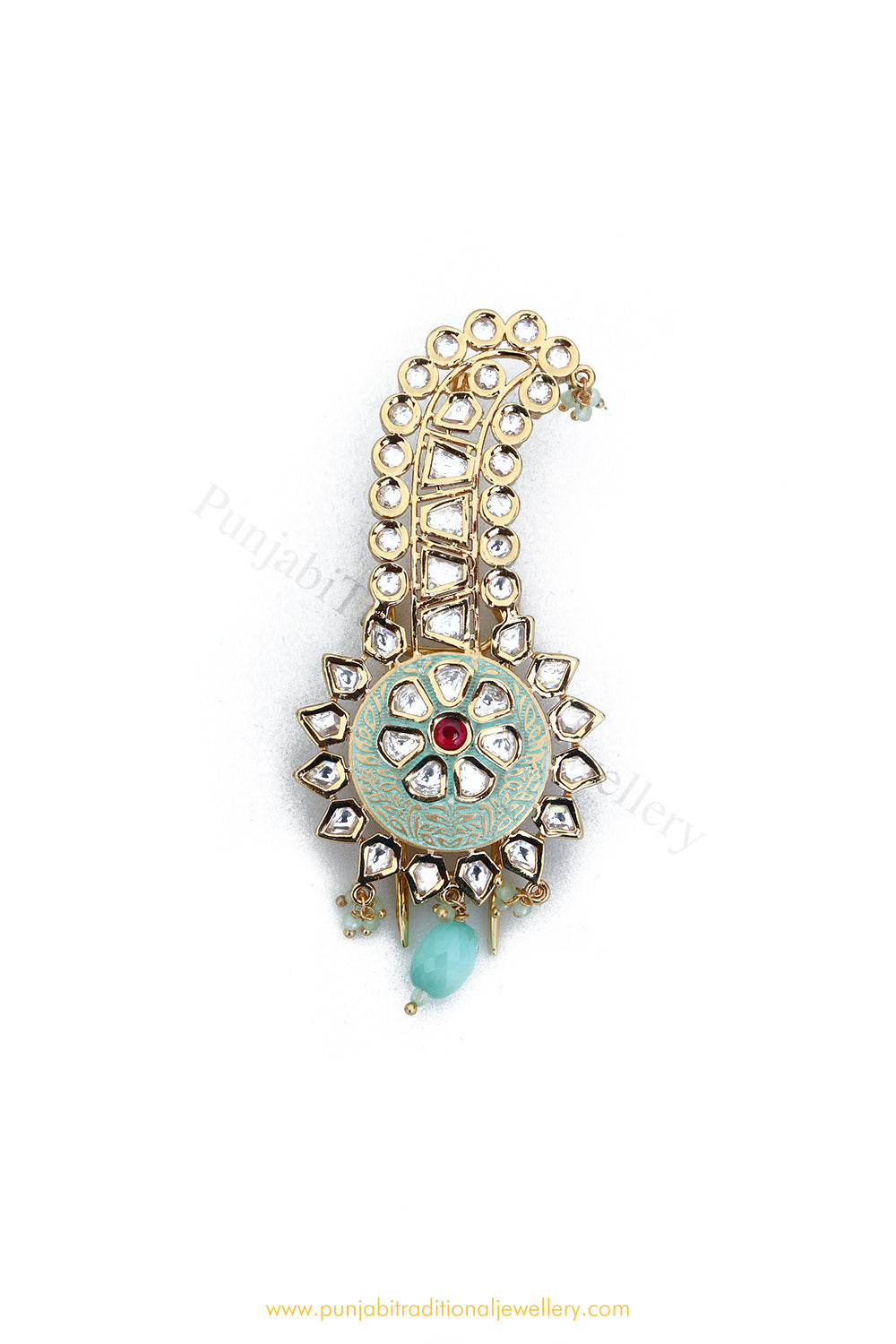 Gold Finished Mint Kundan Kalgi | Punjabi Traditional Jewellery Exclusive