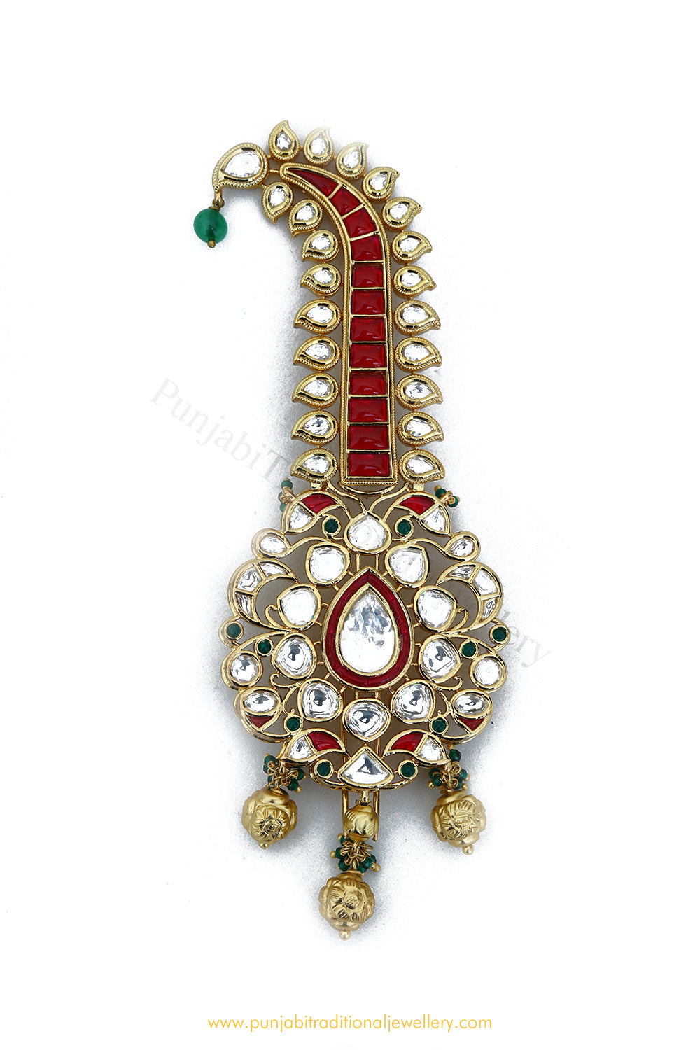 Gold Finished Ruby Kalgi | Punjabi Traditional Jewellery Exclusive