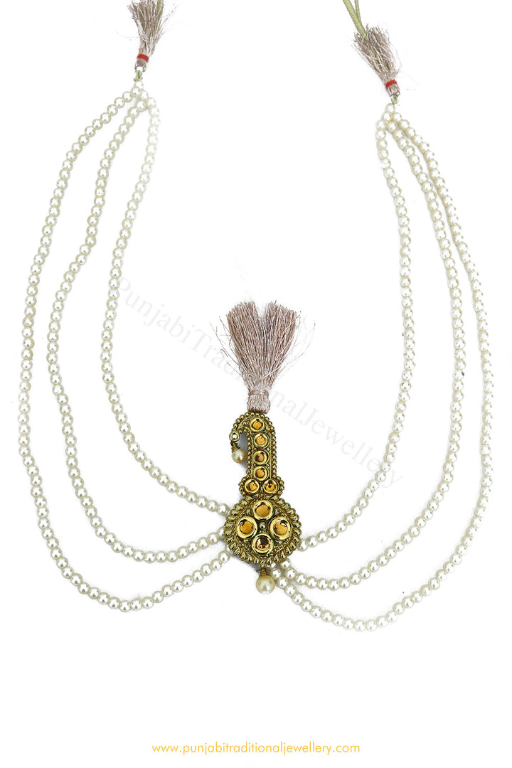 Gold Finished Pearl Kundan Kalgi | Punjabi Traditional Jewellery Exclusive