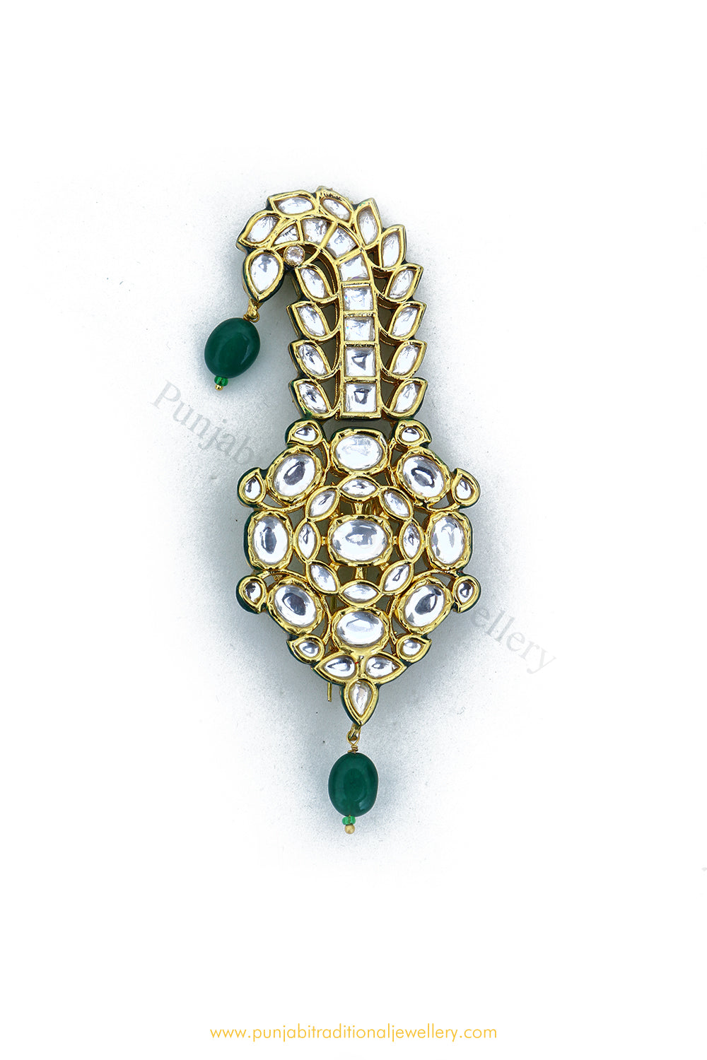 Gold Finished Emerald Kalgi | Punjabi Traditional Jewellery Exclusive
