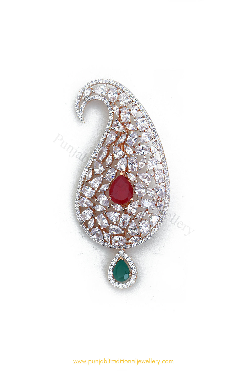 Gold Finished Ruby Emerald AD Kalgi | Punjabi Traditional Jewellery Exclusive