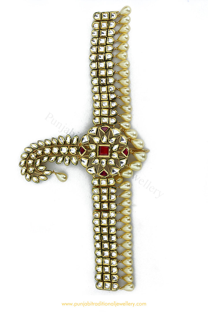 Gold Finished Ruby Emerald Kundan Kalgi | Punjabi Traditional Jewellery Exclusive