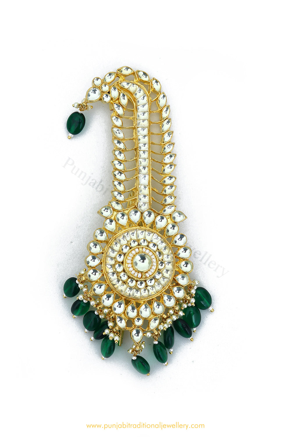 Gold Finished Emerald Kundan Kalgi | Punjabi Traditional Jewellery Exclusive
