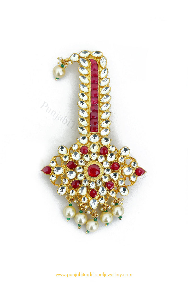 Gold Finished Ruby Kundan Kalgi | Punjabi Traditional Jewellery Exclusive