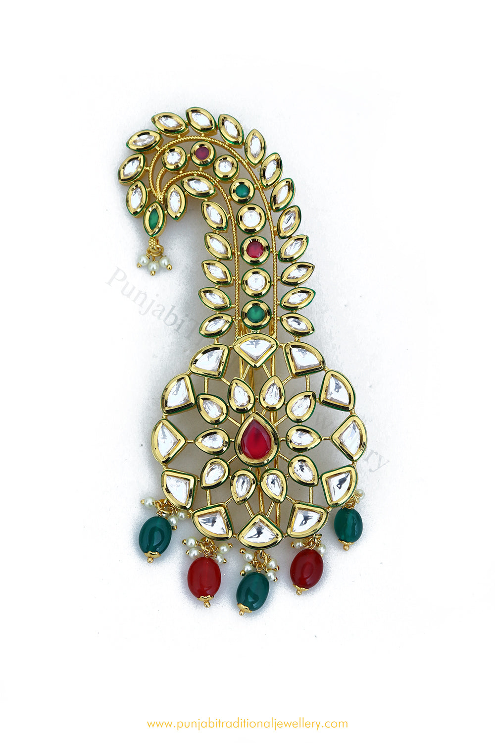 Gold Finished Ruby Emerald Kundan  Kalgi | Punjabi Traditional Jewellery Exclusive