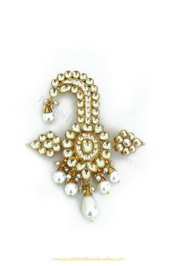 Gold Finished Pearl Kundan Kalgi | Punjabi Traditional Jewellery Exclusive