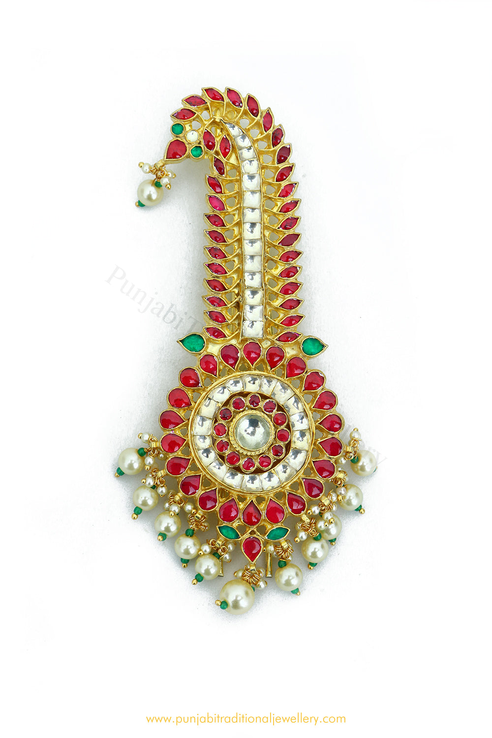 Gold Finished Rubu Emerald Kundan  Kalgi | Punjabi Traditional Jewellery Exclusive