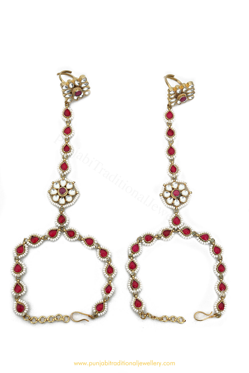 Gold Finished Rubby Kundan Hand Pieces By PTJ