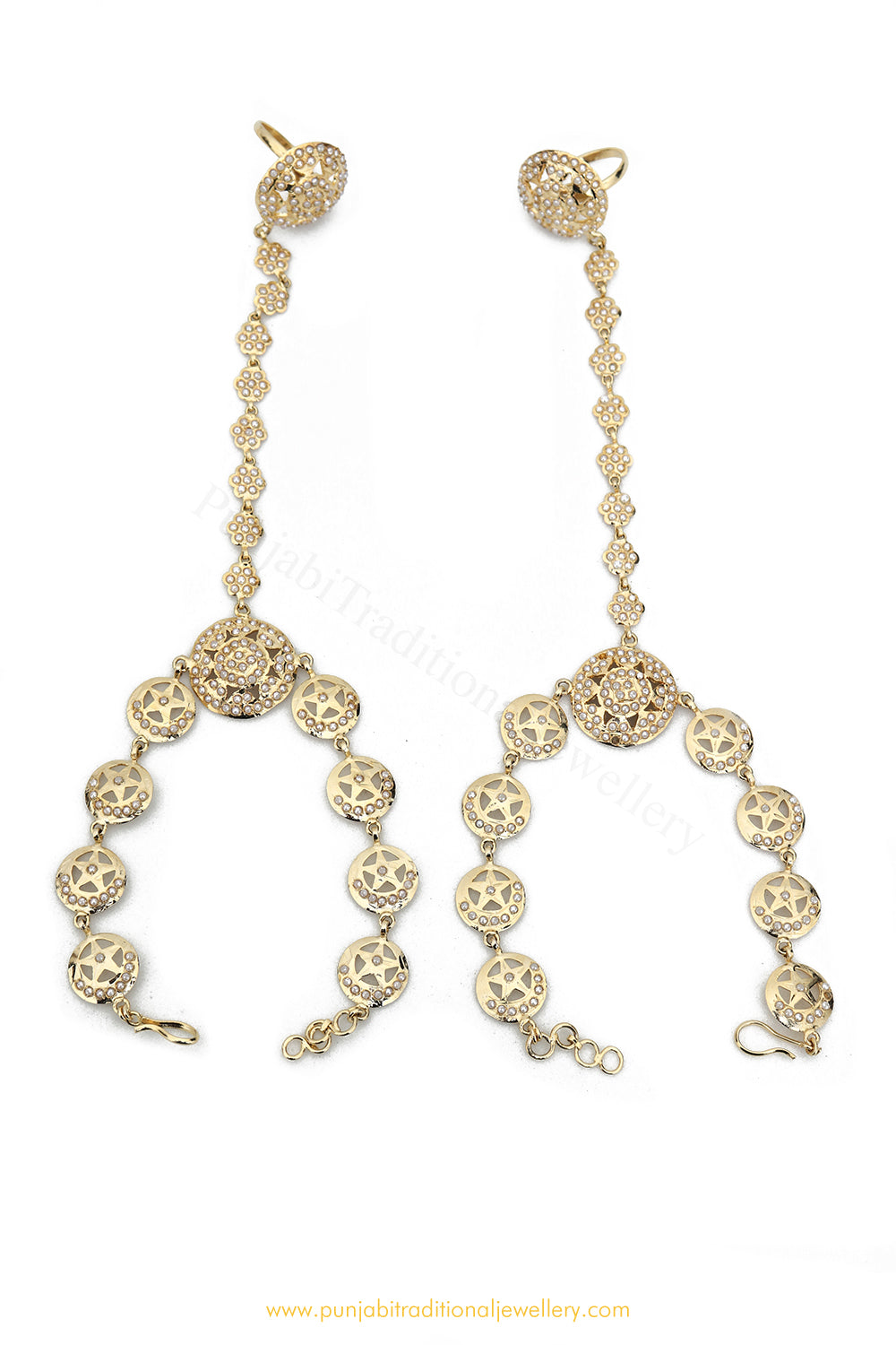 Gold Finished Jadau Hand Pieces By PTJ