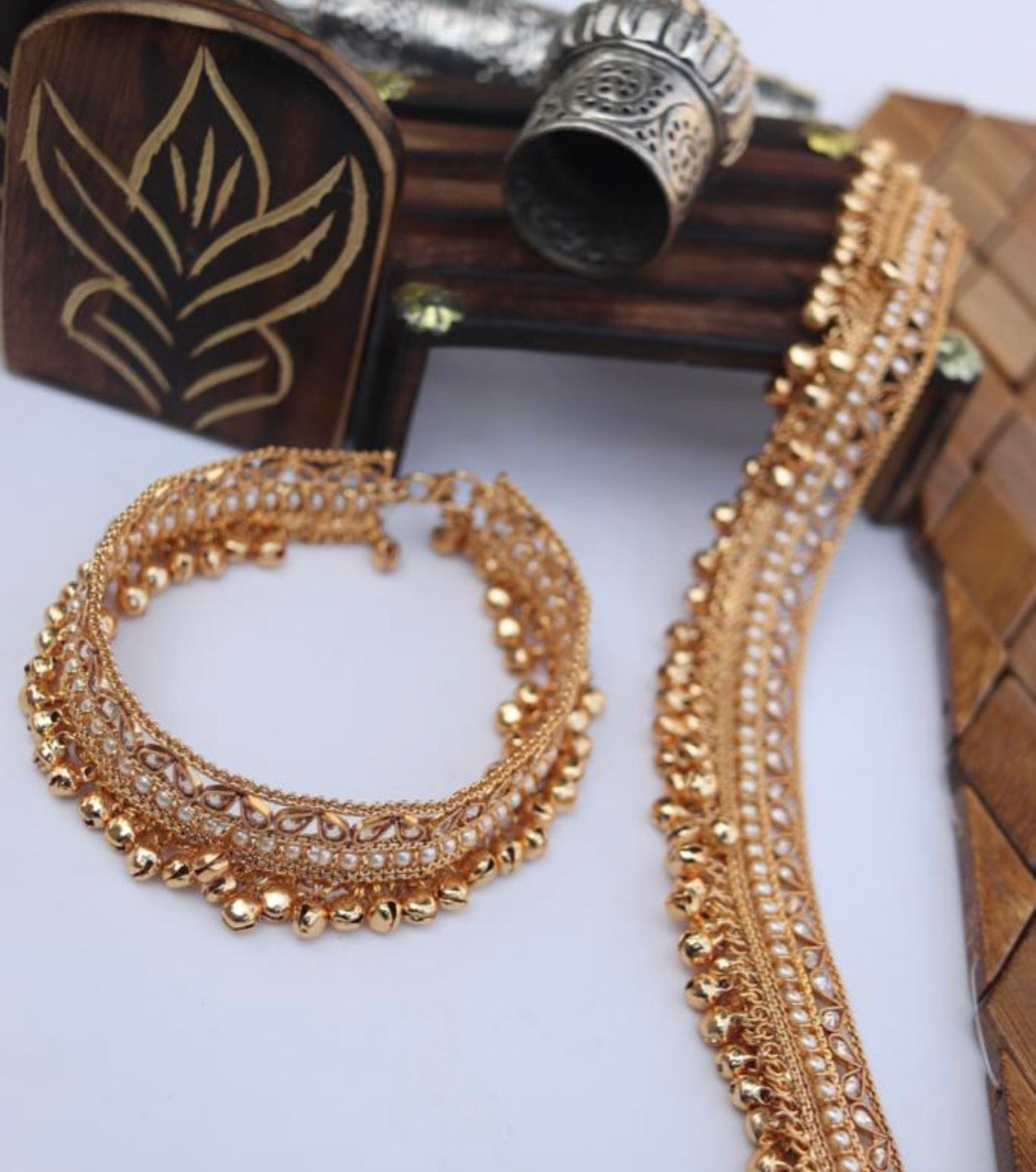 Champagne Stone Polki Payal By Punjabi Traditional Jewellery