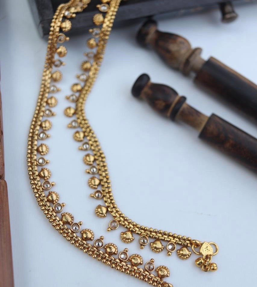 Gold Finished Anklets & American Bangles by Punjbai Traditional Jewellery
