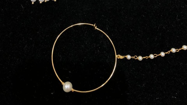 Gold Finished Pearl Nath by Punjabi Traditional Jewellery