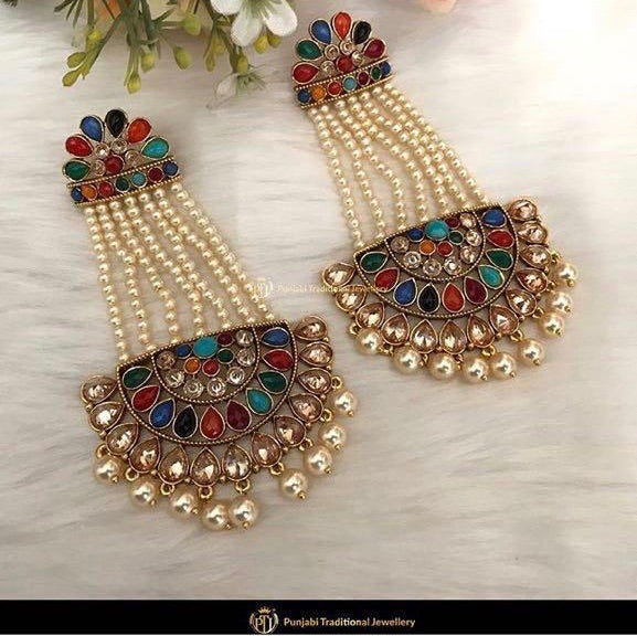 Pooja Bangles Gold Plated Dangler Earrings With Maangtikka