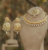 Gold finished Kundan Hasli Set by Punjabi Traditional Jewellery