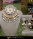 Gold Finished Kundan Hasli Set by Punjabi Traditional Jewellery