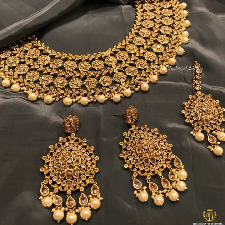 Swati Champagne Stone Necklace Set