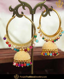 Multi Pearl Bali Jhumki by Punjabi Traditional Jewellery