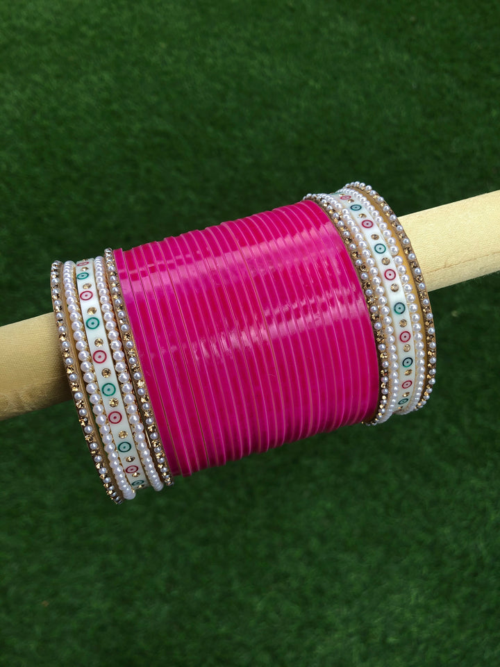 Hot Pink Wedding Chura with Extra Bangles & Wedding Kalire| Punjabi Traditional Jewellery Exclusive