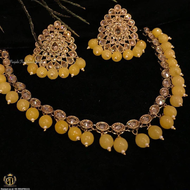Yellow Champagne Stone Necklace Set