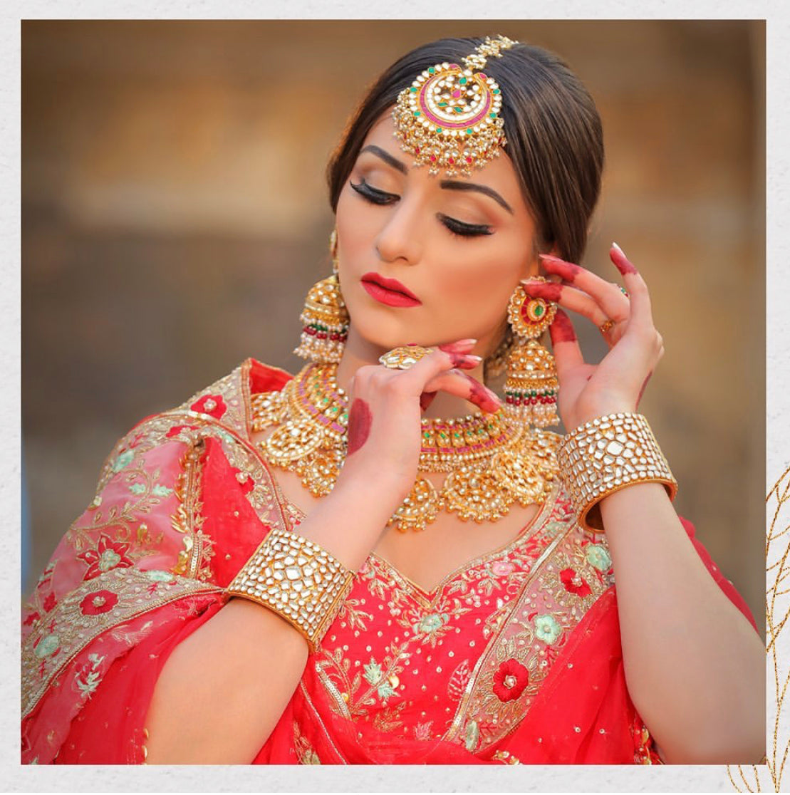 Gold Finished Kundan Jhumki & Tik Set | Punjabi Traditional Jewellery Exclusive