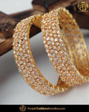 Gold Finished American Diamond Bangles by Punjabi Traditional Jewellery