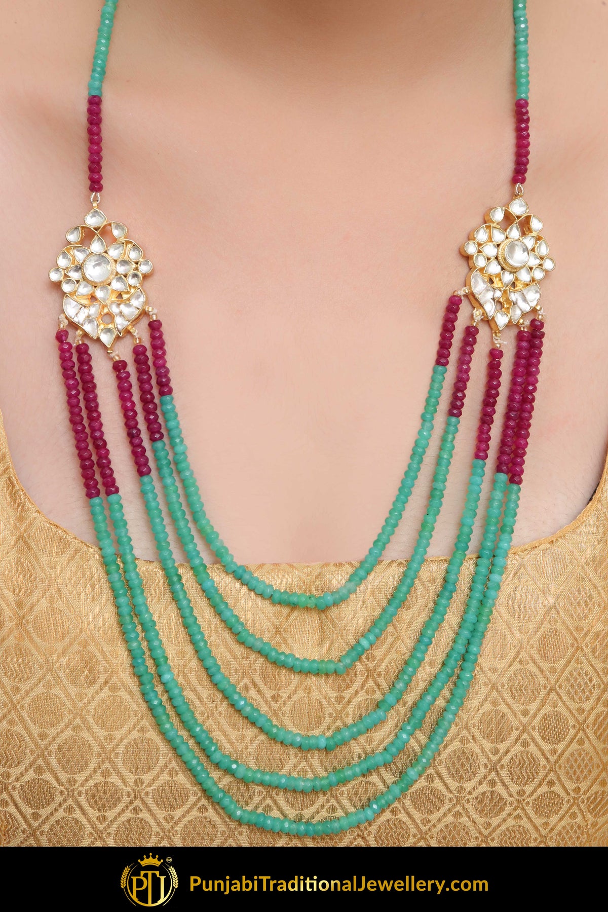 Anisa Emerald Rubby Kundan Only Necklace | Punjabi Traditional Jewellery Exclusive