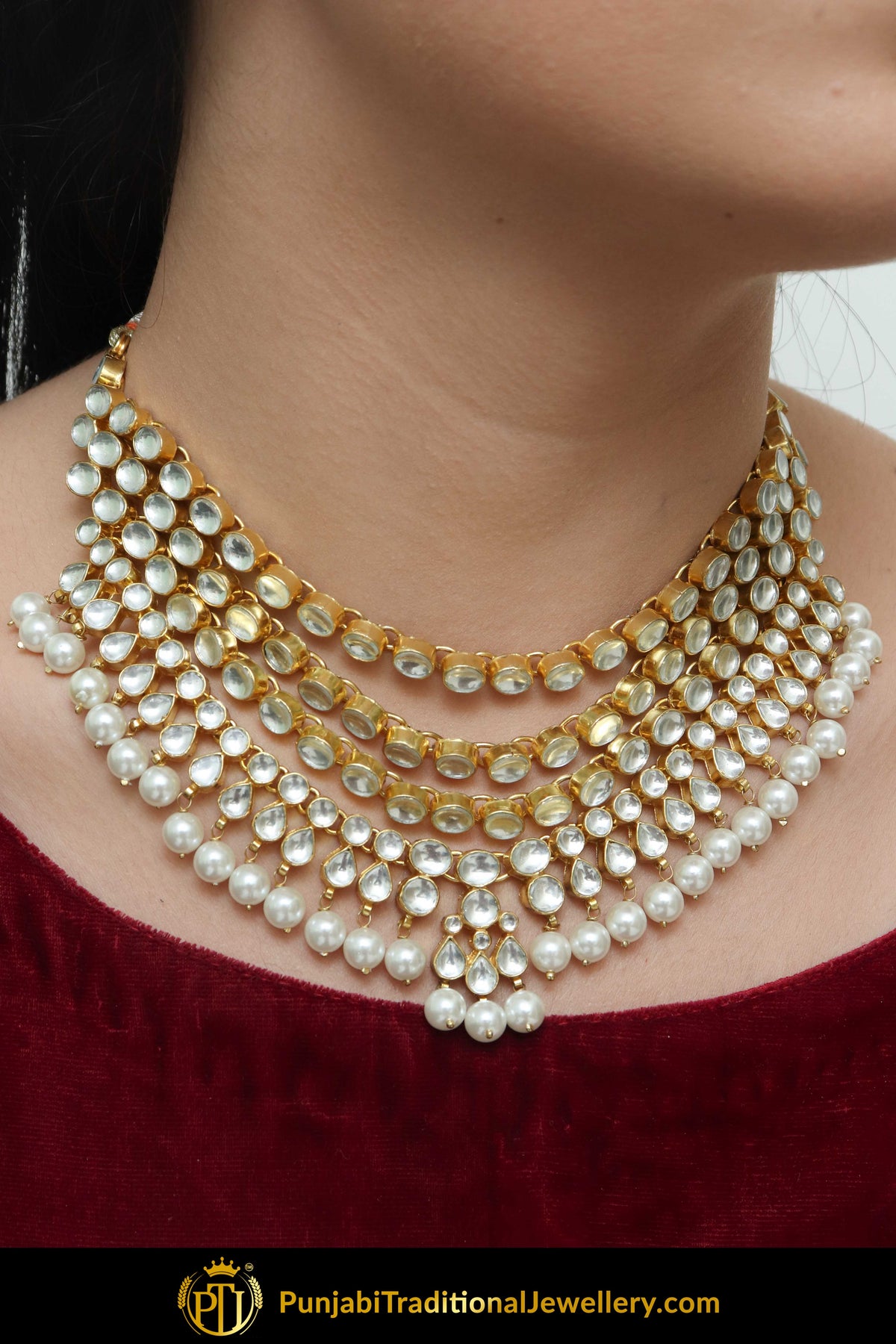 Hakimah Kundan & Pearl Only Necklace | Punjabi Traditional Jewellery Exclusive
