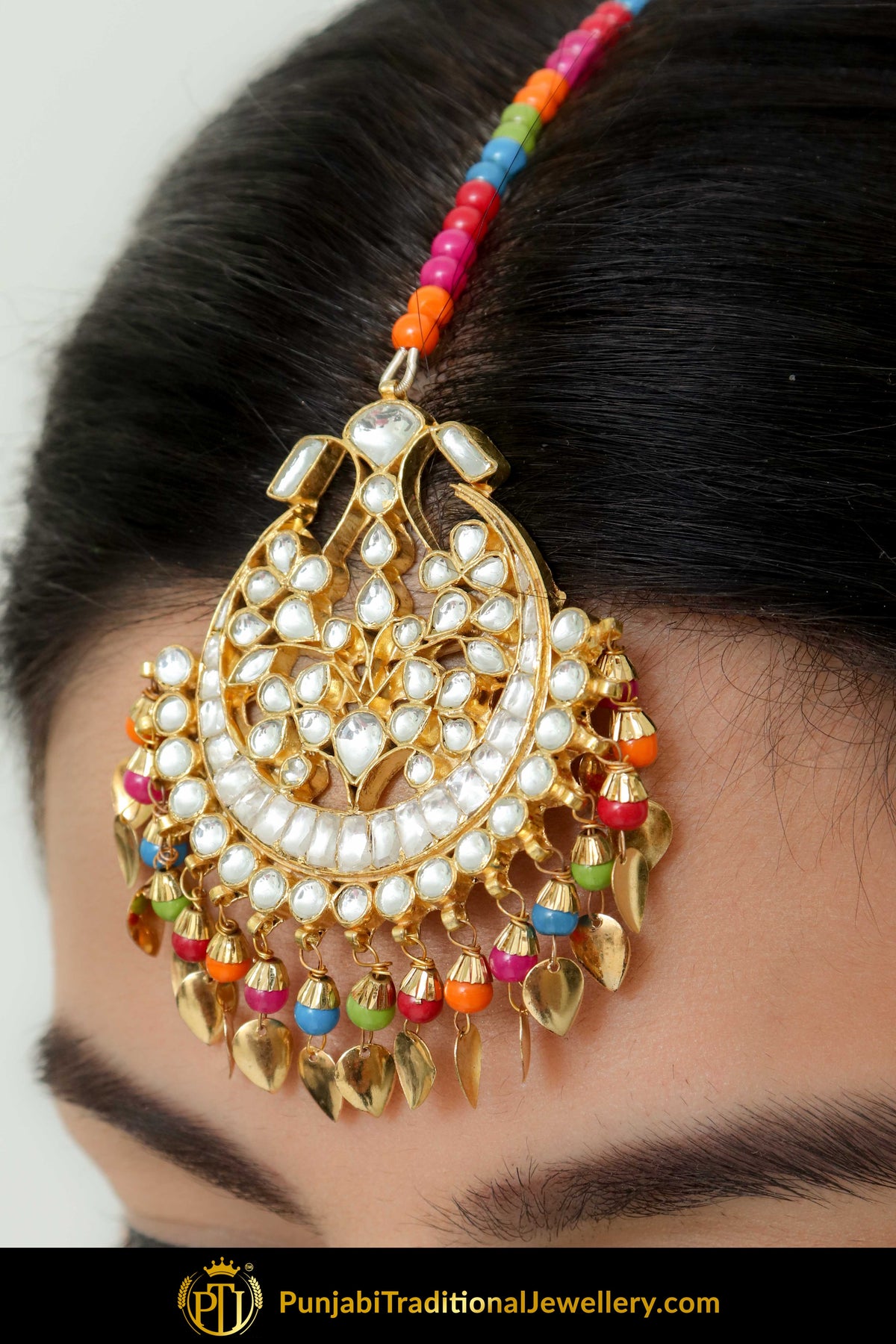 Aidah Navratan Pippal Patti Kundan Tikka | Punjabi Traditional Jewellery Exclusive