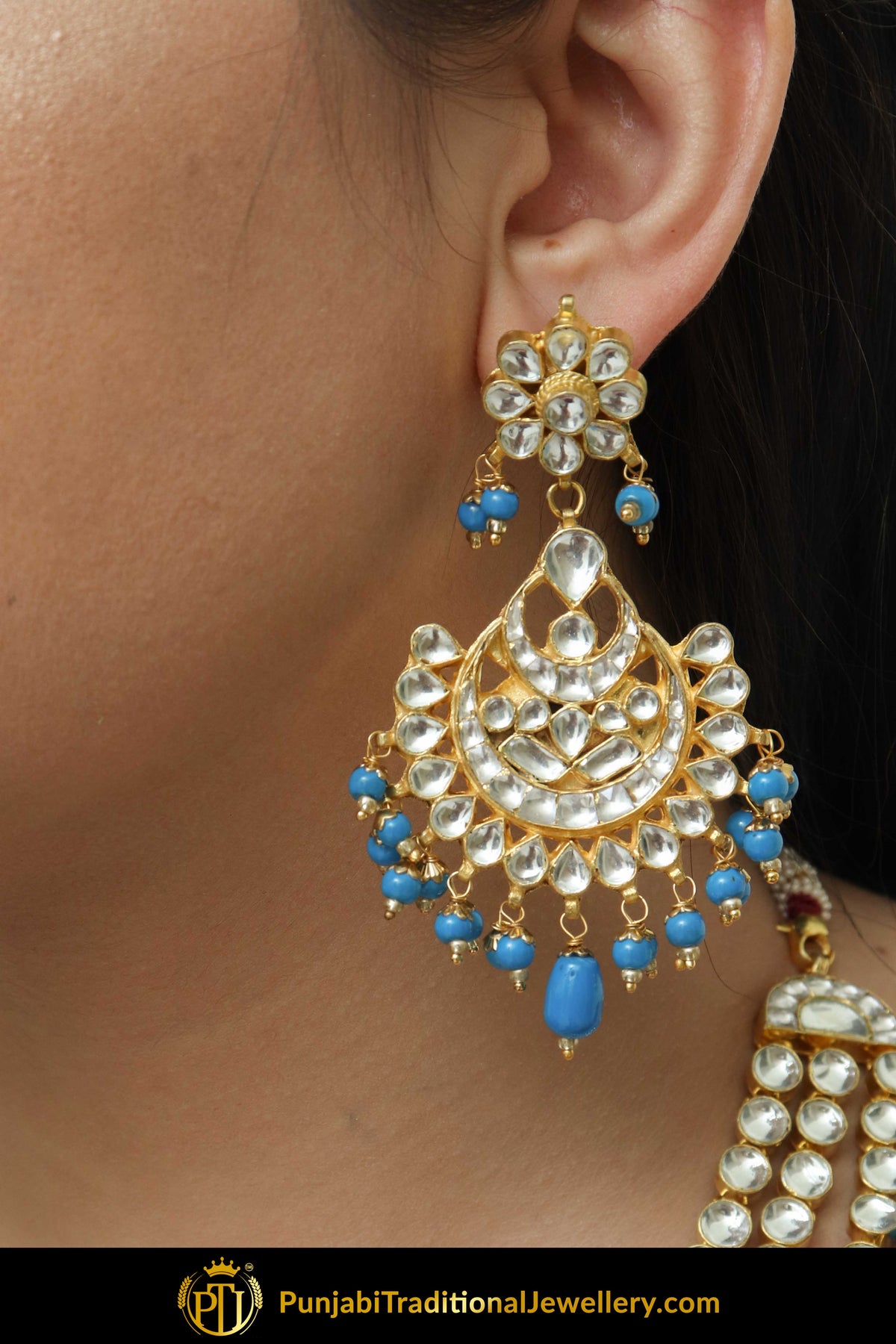 Anousha Firozi Kundan Necklace & Earrings | Punjabi Traditional Jewellery Exclusive