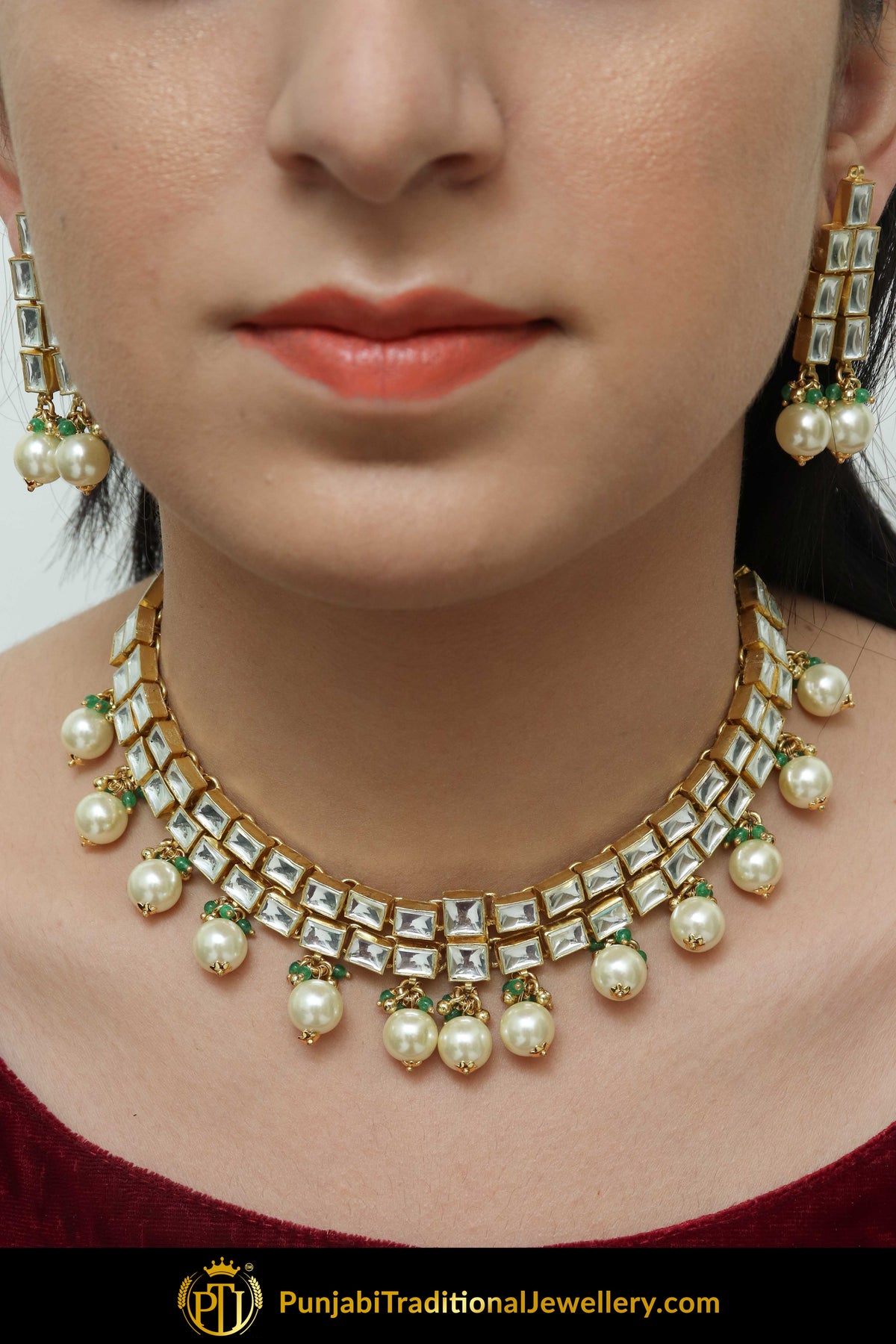 Anwara Kundan & Pearl Necklace & Earrings | Punjabi Traditional Jewellery Exclusive