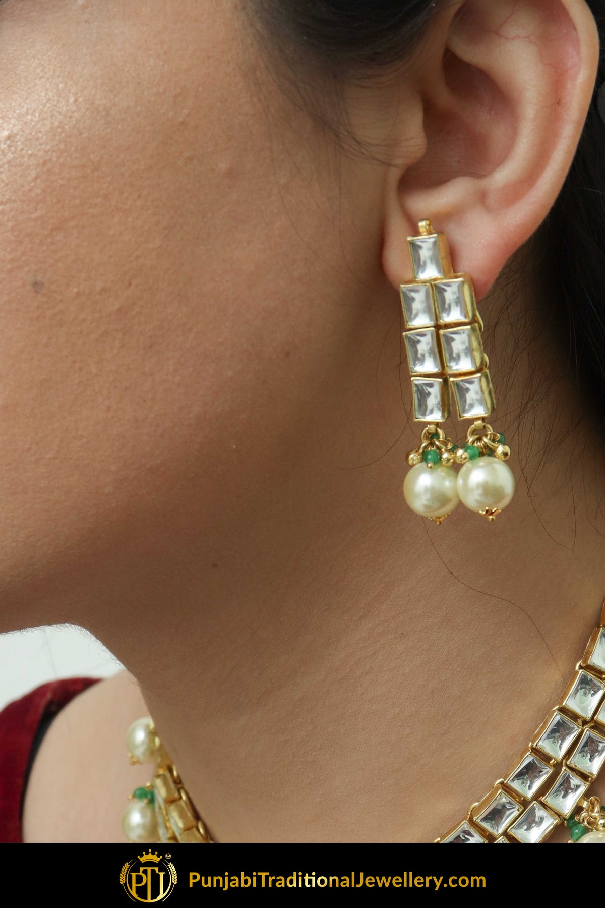 Anwara Kundan & Pearl Necklace & Earrings | Punjabi Traditional Jewellery Exclusive