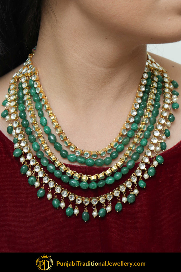 Aanya Emerald Kundan & Pearl Only Necklace | Punjabi Traditional Jewellery Exclusive