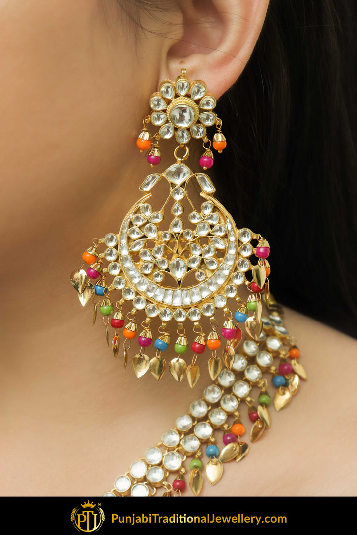 Aidah Navratan Pippal Patti Kundan Necklace With Earrings | Punjabi Traditional Jewellery Exclusive