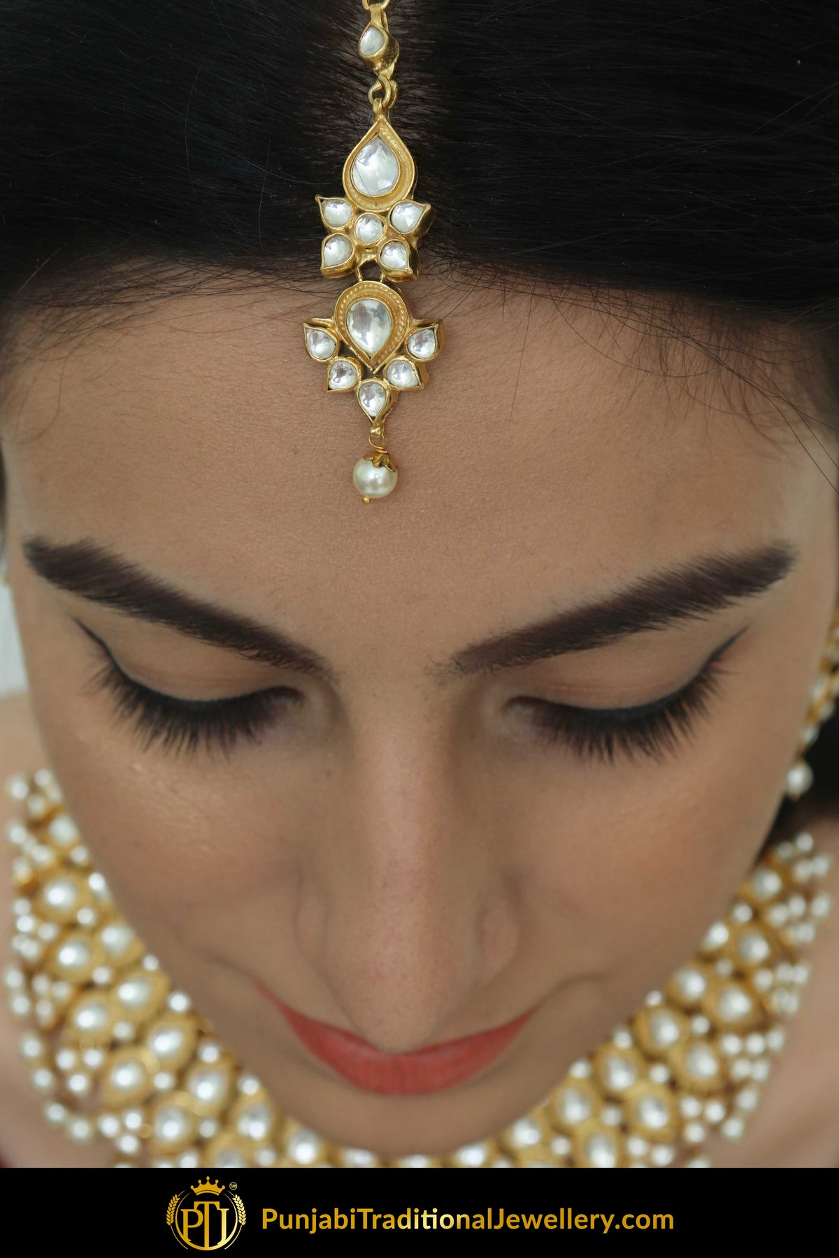 Areej Gold Finished Kundan Necklace, Tikka & Earring Set  | Punjabi Traditional Jewellery Exclusive