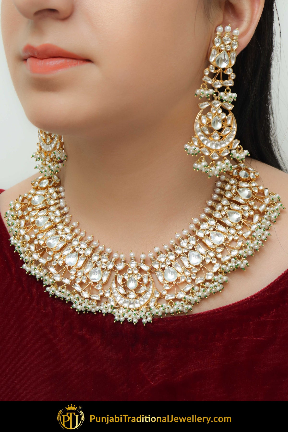 Ammara Gold Finished Kundan Necklace & Earrings | Punjabi Traditional Jewellery Exclusive