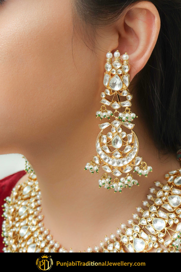Ammara Gold Finished Kundan Necklace & Earrings | Punjabi Traditional Jewellery Exclusive