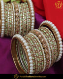 Pista Green Thread Champagne Stone Bangles Set (Both Hand Pair) | Punjabi Traditional Jewellery Exclusive