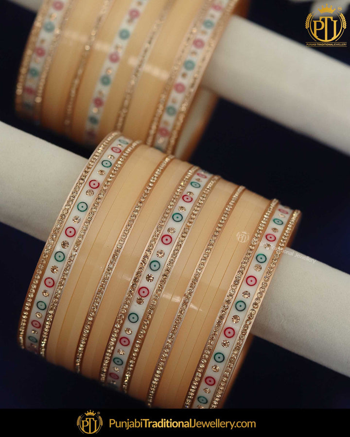 Dotted Champagne Stone Bridal Traditional Chura | Punjabi Traditional Jewellery Exclusive