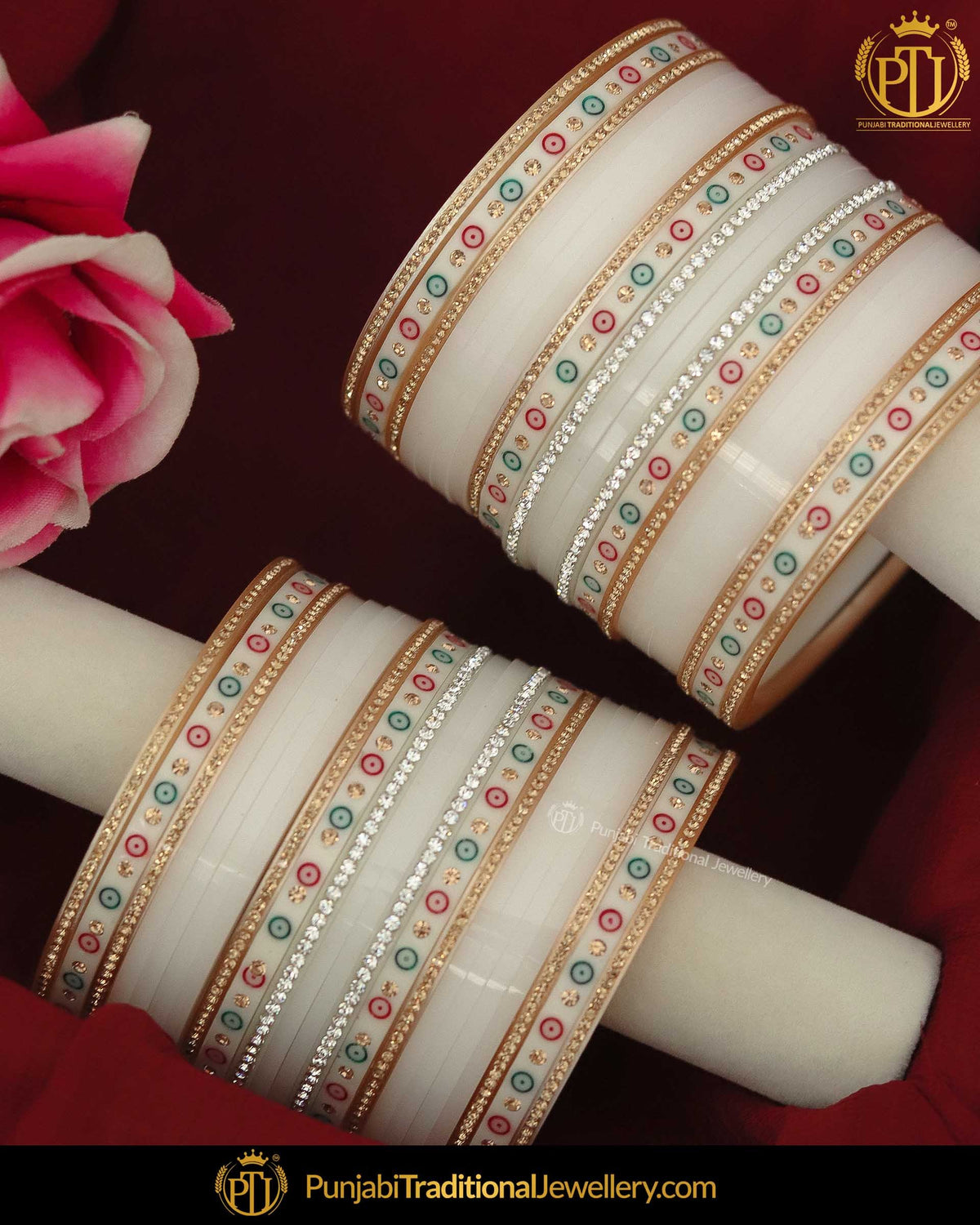 Dotted White Bridal Traditional Chura | Punjabi Traditional Jewellery Exclusive