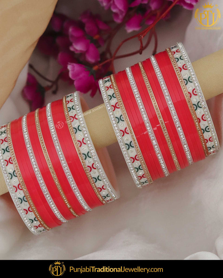 Dotted Red Pearl Bridal Traditional Chura | Punjabi Traditional Jewellery Exclusive