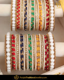 Multi Thread Champagne Stone Bangles Set (Both Hand Pair) | Punjabi Traditional Jewellery Exclusive