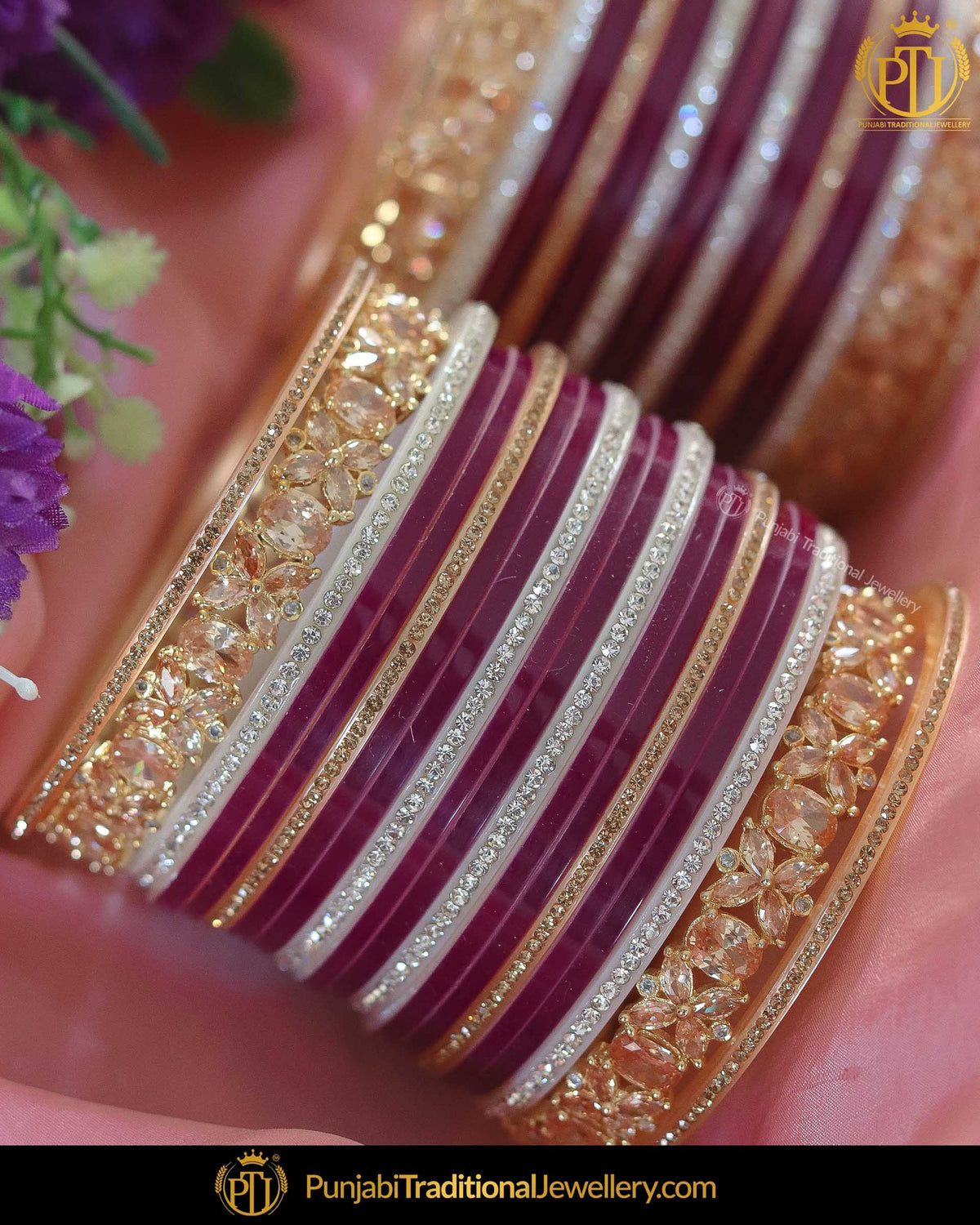 AD Stone Purple Bridal Traditional Chura | Punjabi Traditional Jewellery Exclusive