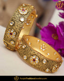 Hand Painted Meena Rubby Kundan Pearl Openable Karra Bangle | Punjabi Traditional Jewellery Exclusive