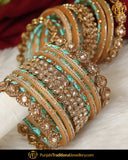 Firozi Thread Champagne Stone Bangles Set (Both Hand Pair) | Punjabi Traditional Jewellery Exclusive